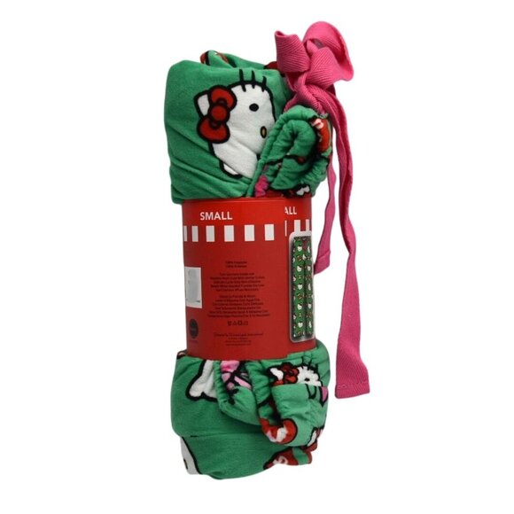Hello Kitty Ladies Sleep Pants Small Green Christmas Print Womens Pajama - Picture 4 of 6